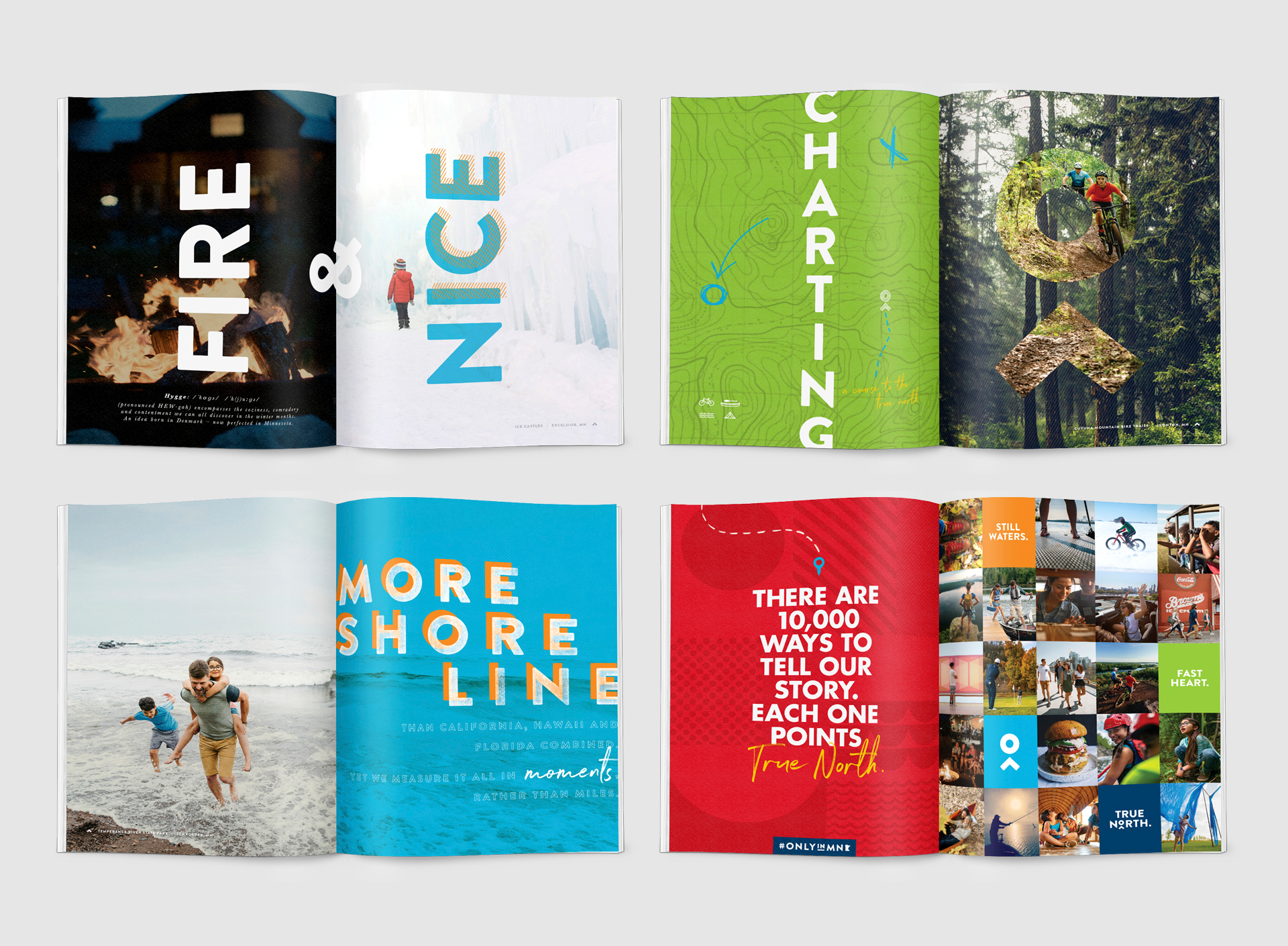 Explore Minnesota Tourism collage summer brochure pages